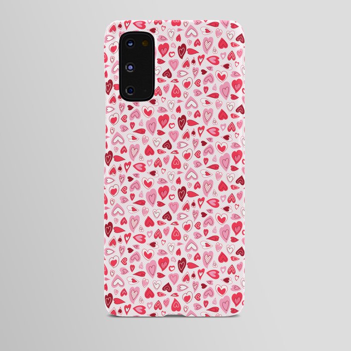 valentine hearts on dots white Android Case
