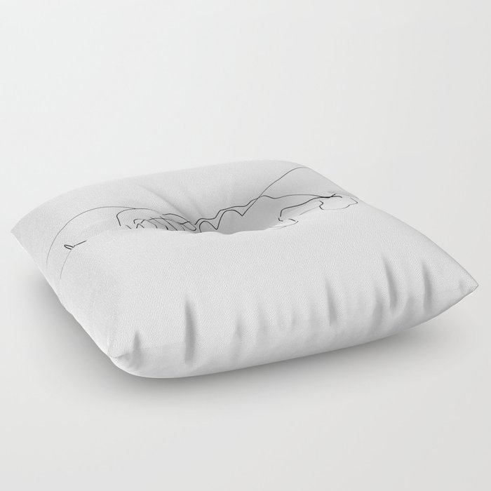 Father and Baby Pinky Swear / hand line drawing  Floor Pillow