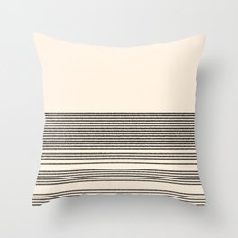Organic Stripes - Minimalist Textured Line Pattern in Black and Almond Cream Throw Pillow