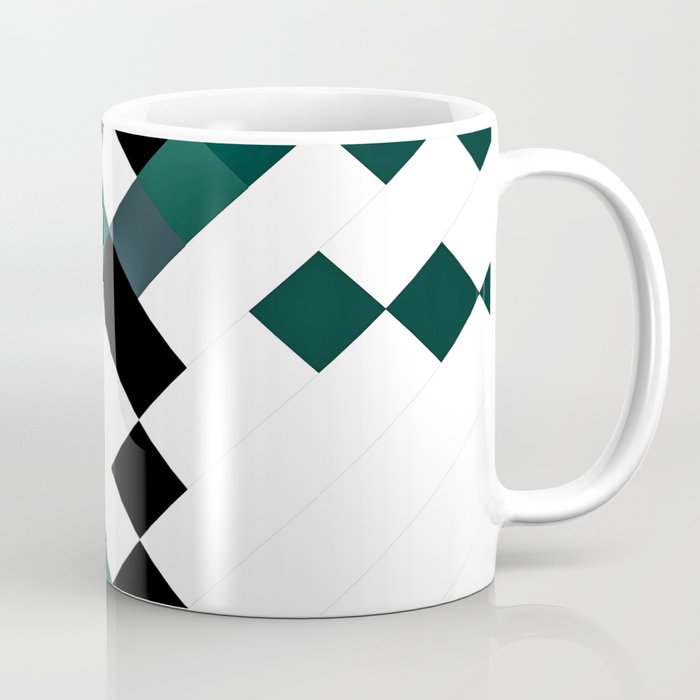 Emerald Green White Black Geometrical Pattern Coffee Mug