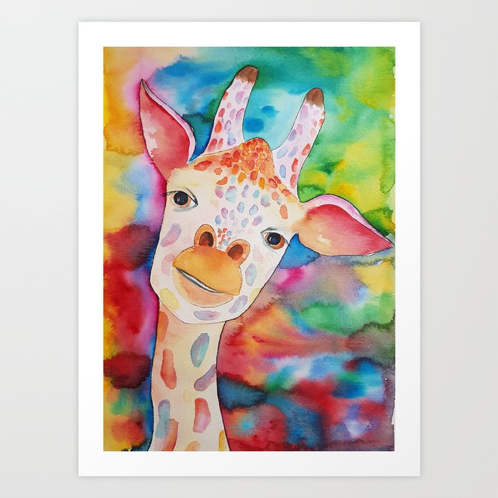Colorful Giraffe Art Print By Alesja Society6