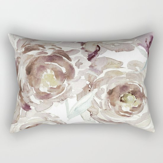 Earthy Painterly Floral Abstract Rectangular Pillow