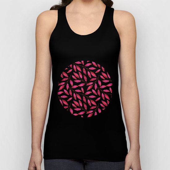 Watercolor Leaf allover Pattern pink red Unisex Tank Top