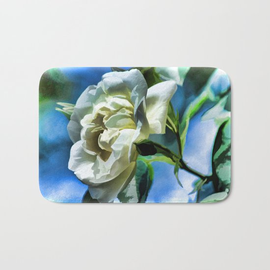 Summer White Rose Bath Mat