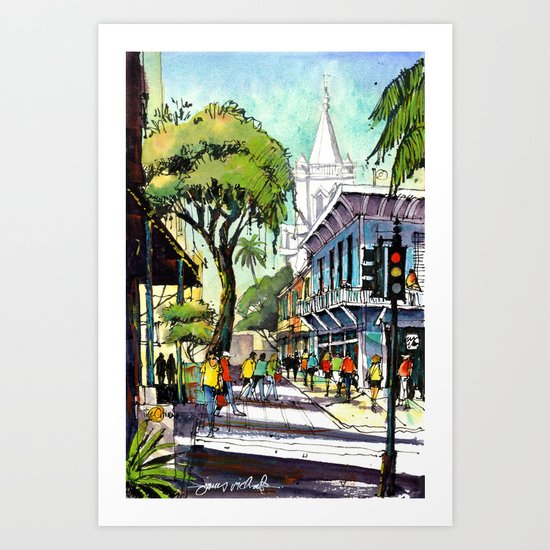 Duval Street Key West Art Print By Jamesrichardssketchbook Society6