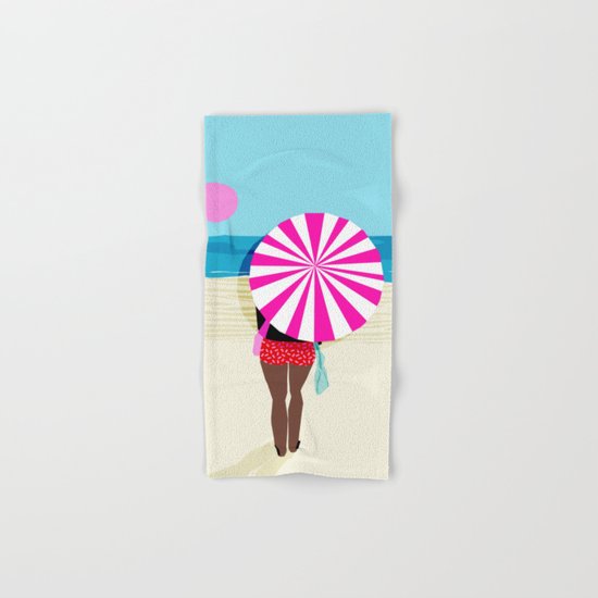 Fer Sure - throwback beach retro socal surfing sport 1980s neon classic 80s style memphis pop art Hand & Bath Towel