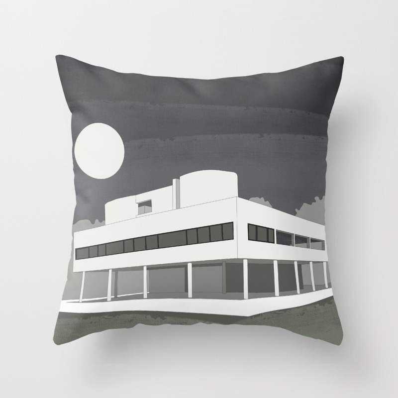 Villa Savoye Le Corbusier Architectural Poster Throw Pillow