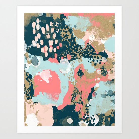 Eisley - Modern fresh abstract painting in bright colors perfect for trendy girls decor college Art Print