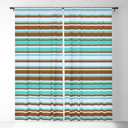 [ Thumbnail: Lavender, Turquoise, and Brown Colored Lines Pattern Blackout Curtain ]