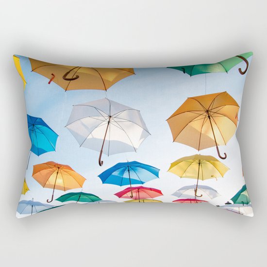 umbrellas flying Rectangular Pillow