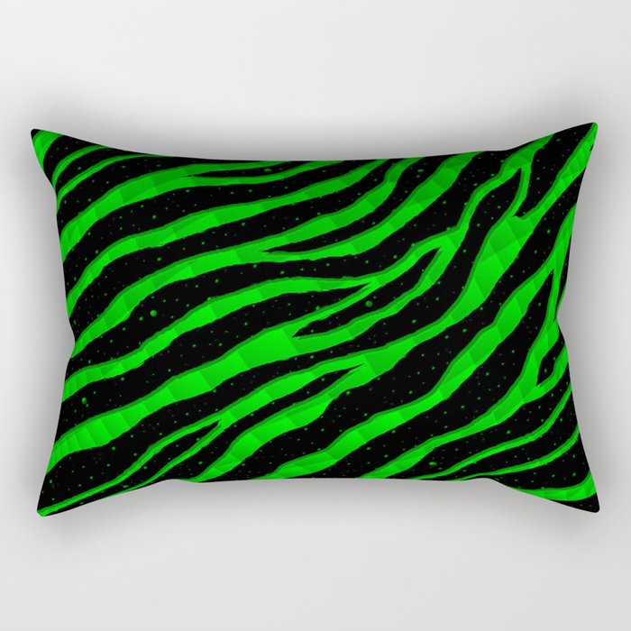 Ripped SpaceTime Stripes - Green Rectangular Pillow