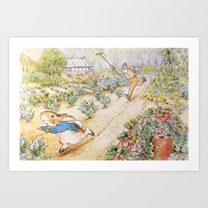 Peter the rabbit in Mr. Mc Gregor's Vegetable Garden Art Print