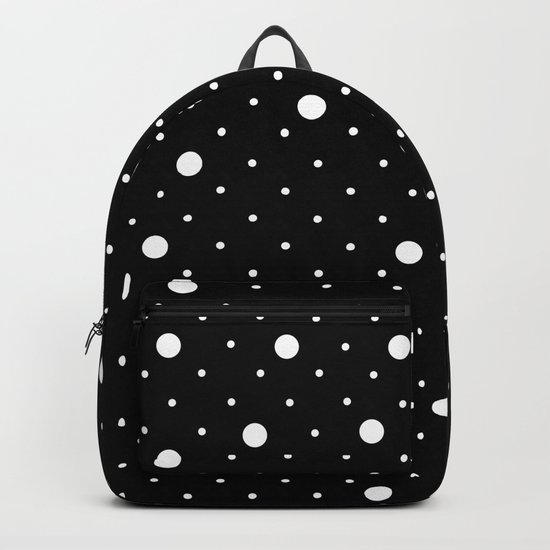 Pin Point Polka Dots White on Black Backpack