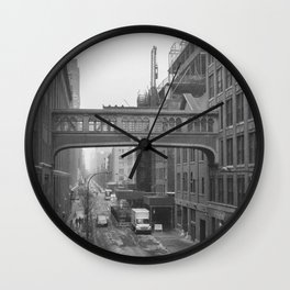 New York City in the Winter Poster Design Vol. 02 B&W Wall Clock