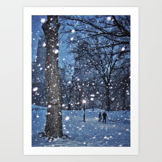 A Couple Walking In New York City S Central Park On A Winter Night