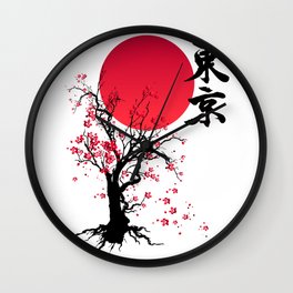 Romantic falling Sakura | Oriental Japanese Art Wall Clock