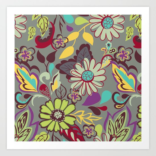 Large Bright Blooms Art Print