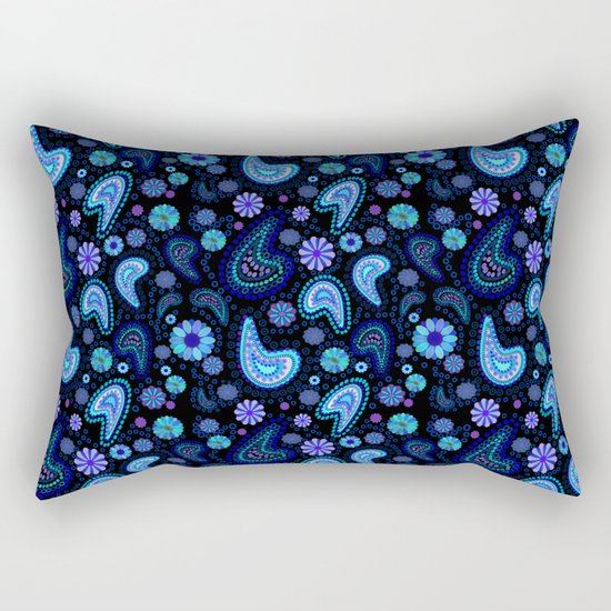 Paisley Power (Black Background) Rectangular Pillow