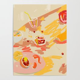 ORANGE AND PINK FRUIT Poster