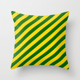 [ Thumbnail: Yellow & Dark Green Colored Lined Pattern Throw Pillow ]