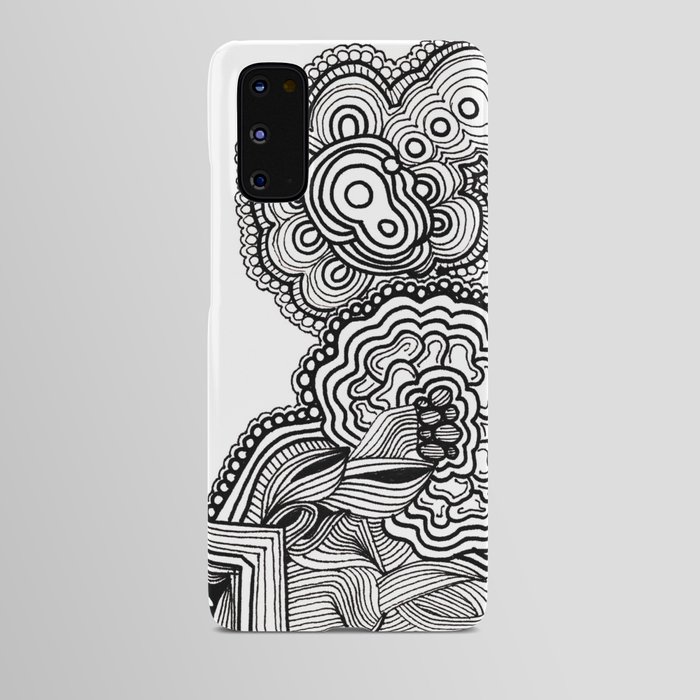 Black and White Flower Brain Android Case