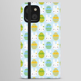 Kawaii Easter Bunny & Eggs iPhone Wallet Case