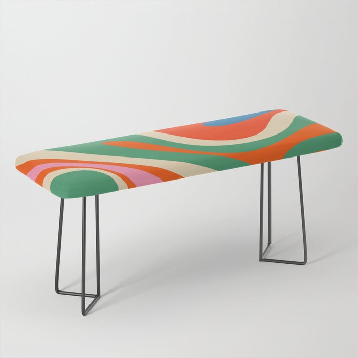 Mod Swirl Colorful Retro Abstract Pattern in Rainbow Pop Colors  Bench