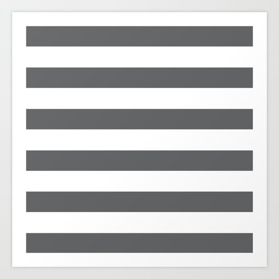 Simply Striped in Storm Gray and White Art Print