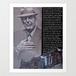 Leonard Cohen Montreal Mural Photograph with Full Hallelujah Lyrics Art Print