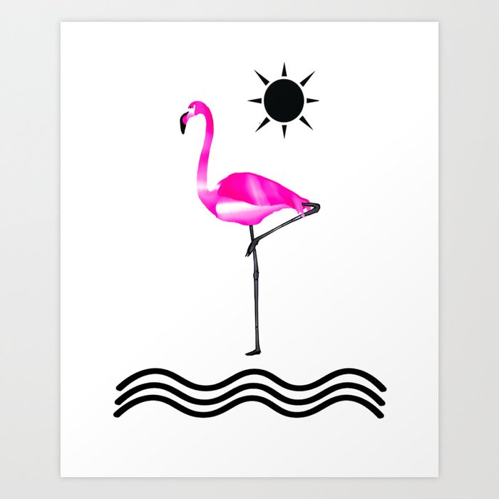 Pink Flamingo Love Art Print