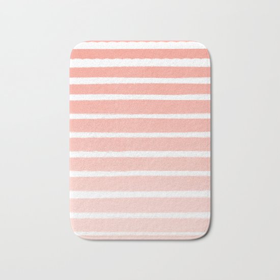 Stripes minimal ombre pattern basic nursery office dorm canvas wall art Bath Mat