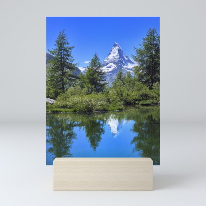 Matterhorn, 4.478 meters. Grindjisee lake. Switzerland Alps Mini Art Print