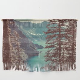 Vintage Blue Crater Lake and Trees - Nature Photography Wall Hanging