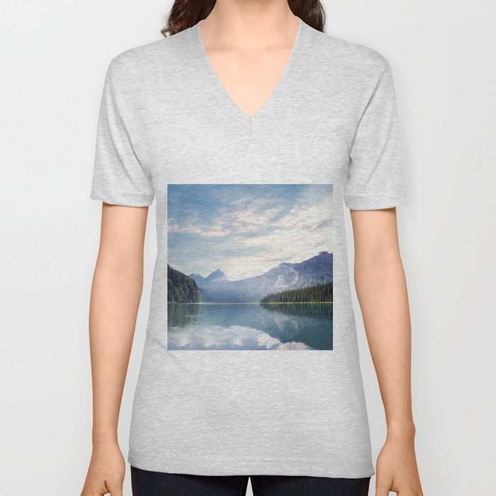 Wanderlust - Mountains, Lake, Forest V Neck T Shirt
