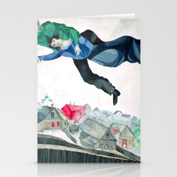 Over the Town by Marc Chagal ,marc chagall famous paintings Stationery Cards