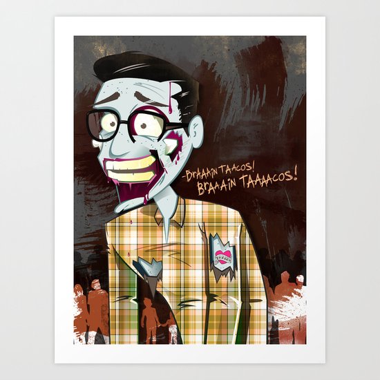 Hipster Zombie Art Print