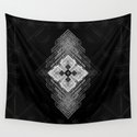 White fractal geometric shapes with compass symbol Wandbehang