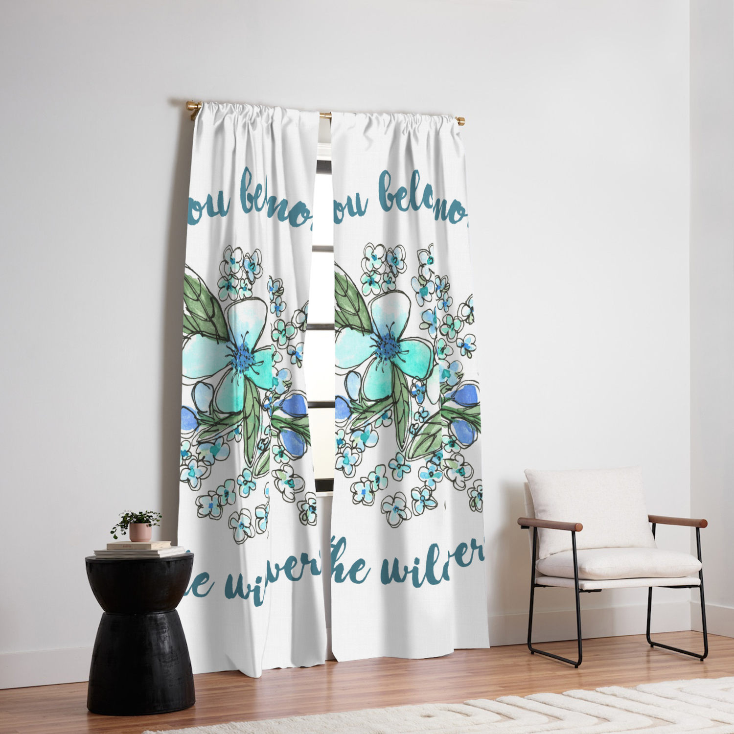 You Belong Among The Wildflowers Tom Petty Quote Watercolor Illustration Blackout Curtain By Designandart Society6