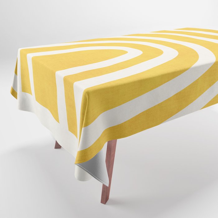 Yellow White Rainbow Minimalist Artwork Tablecloth