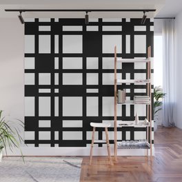 Abstract Grid Pattern 734 Black and White Wall Mural