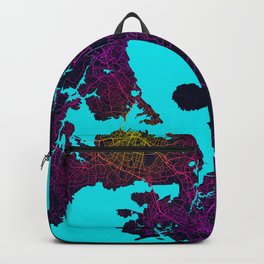 Auckland City Map of North Island, New Zealand - Neon Backpack