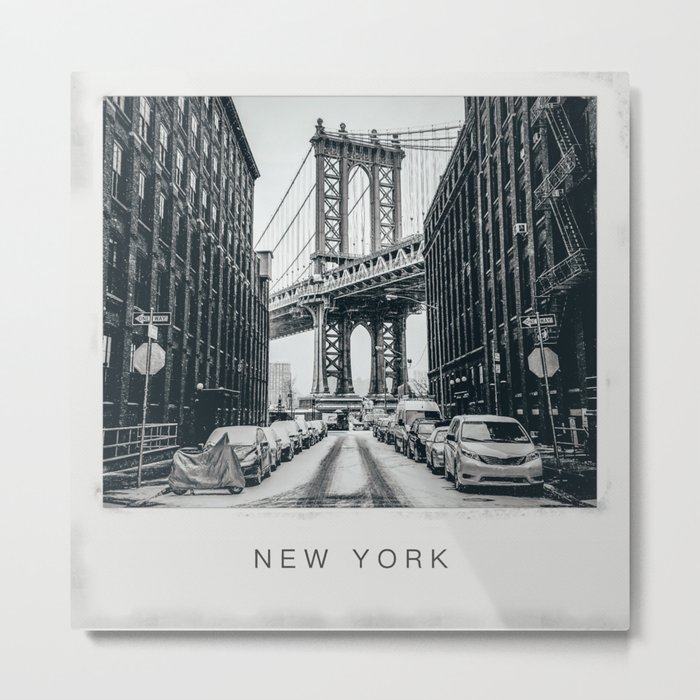 Manhattan Bridge in New York City in black and white Metal Print