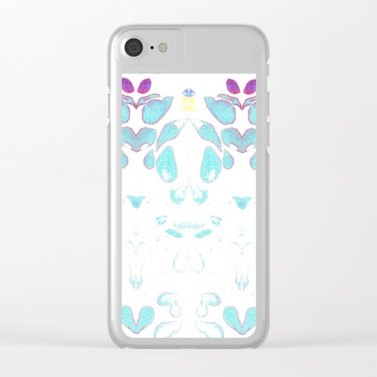 Summer Vibes, Blue and Purple Neon Leaves Clear iPhone Case