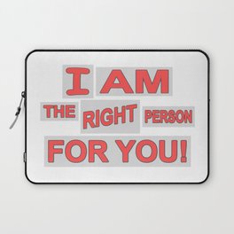 Cute Expression Artwork Design "The Right Person". Buy Now Laptop Sleeve