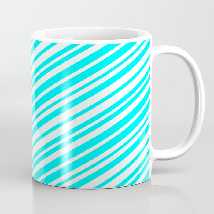 Mint Cream & Aqua Colored Stripes Pattern Coffee Mug