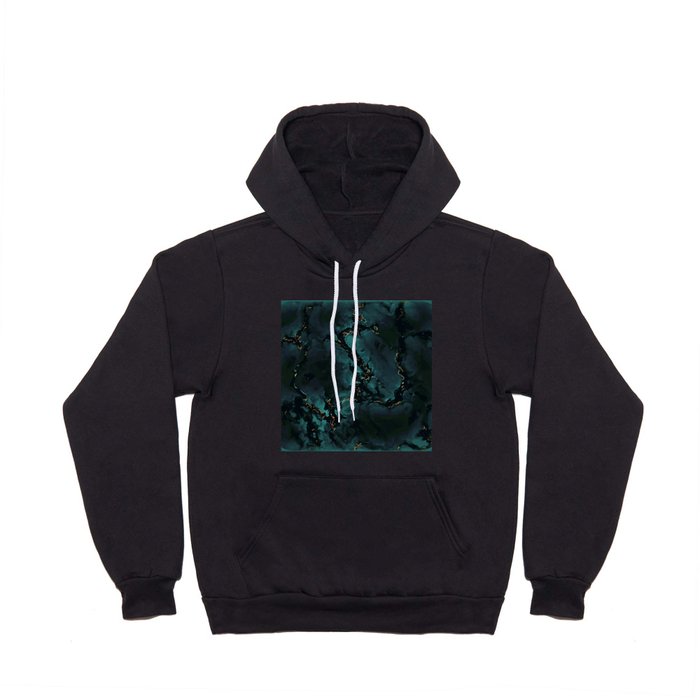 Turquoise (god body) Crystal Marble - gold black green blue smokey marble Hoody