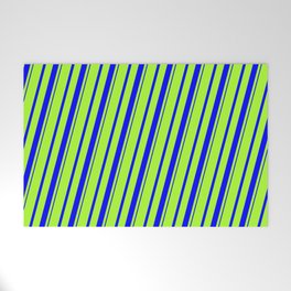[ Thumbnail: Light Green and Blue Colored Striped/Lined Pattern Welcome Mat ]
