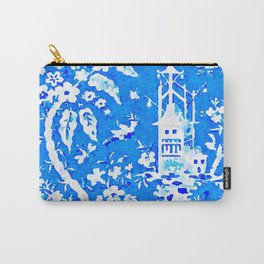 Blue chinoiserie pagodas watercolour Carry-All Pouch | Pagoda, Painting, Blue, Chinoiserie, Tropical, Periwinkle, Preppydecor, Vibrant, Southern, Preppy 