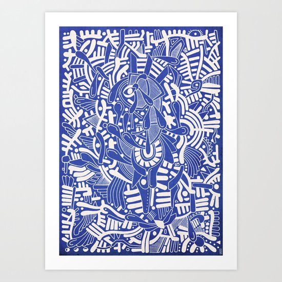 - captain lost in blue - Art Print