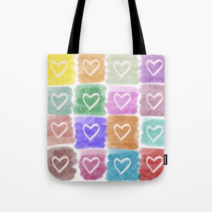 Hearts on colorful background Tote Bag